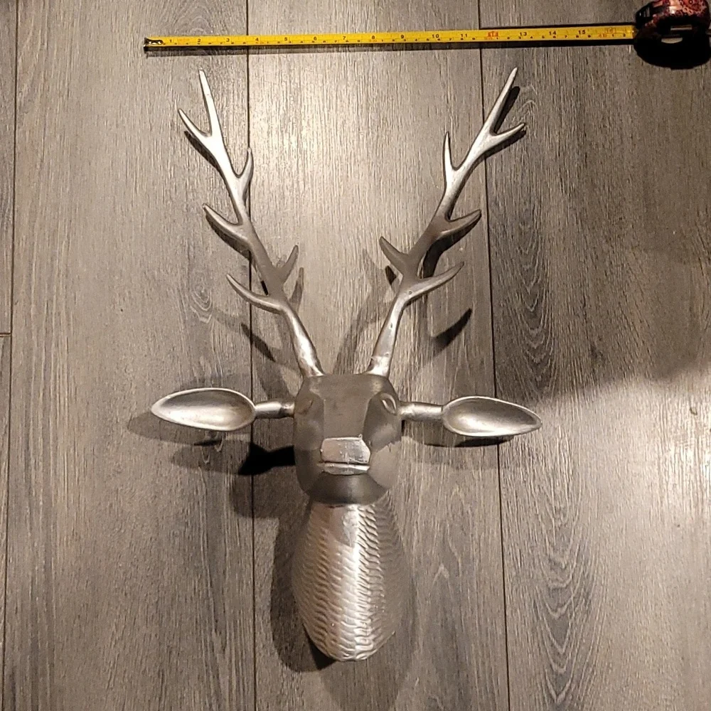 Silver Deer Head Wall Decor 12 X 20 - Picture 2 of 4